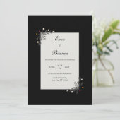 Invitation Minimalist Nordic Floral Corner White Wedding (Debout devant)