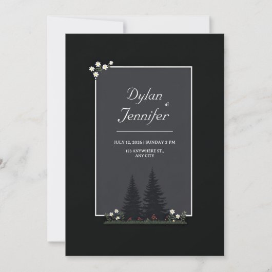 Invitation Minimalist Nordic Forest Daisy Wedding (Devant)