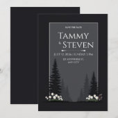 Invitation Minimalist Nordic Forest Silhouette Wedding (Devant / Derrière)