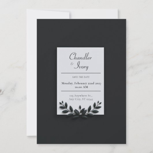Invitation Minimalist Nordic Greenery Wreath Wedding (Devant)