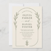 Invitation Minimalist Olive Green Boho Arch Wedding (Devant)