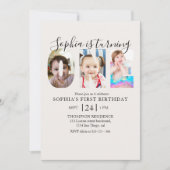 Invitation Minimalist "ONE" First Birthday Photo Girl (Devant)