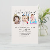 Invitation Minimalist "ONE" First Birthday Photo Girl (Debout devant)