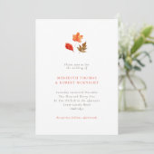 Invitation Minimalist Orange Autumn Leaves Wedding (Debout devant)