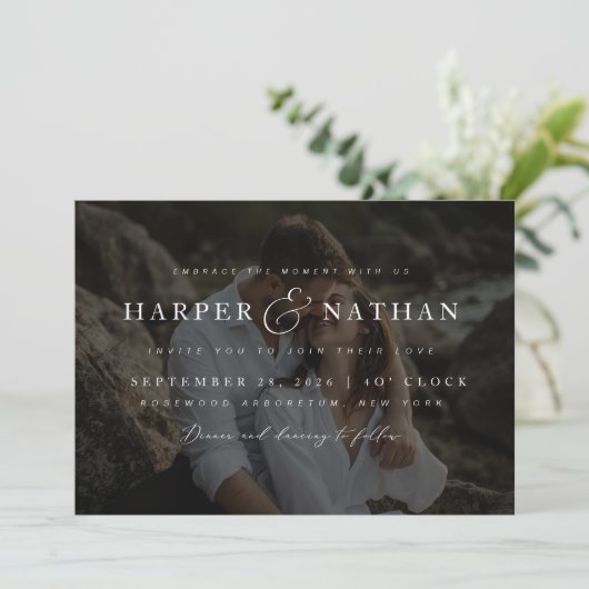 Invitation Minimalist Overlay Photo QR Code Wedding (Debout devant)