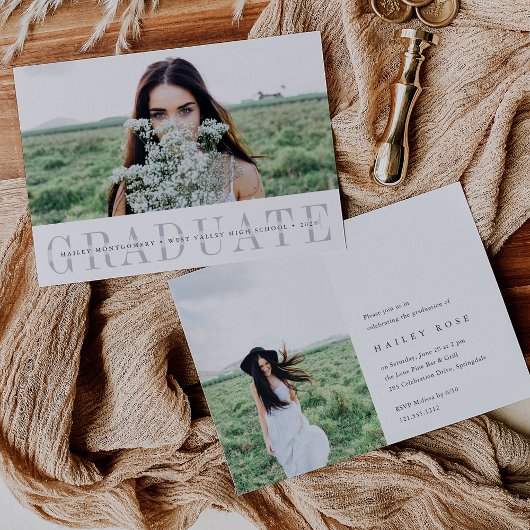 Invitation Minimalist Photo Graduation Announcement & Invite