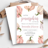 Invitation Minimalist Pink Pumpkin Fall Baby Shower