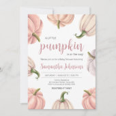 Invitation Minimalist Pink Pumpkin Fall Baby Shower (Devant)