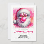 Invitation Minimalist Pink Santa Bubble Gum Christmas Invites (Devant)