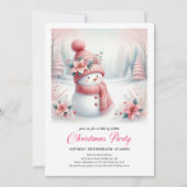Invitation Minimalist Pink Snowman Kids Editable Digital Xmas (Devant)