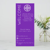 Invitation Minimalist Purple Church Connection Card (Debout devant)