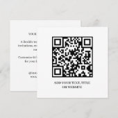 Invitation Minimalist QR | Modern Custom Text Design (Devant / Derrière)