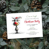 Invitation Minimalist quirky reindeer holiday party invite