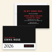 Invitation Minimalist Red Black Grad Era class of 2026
