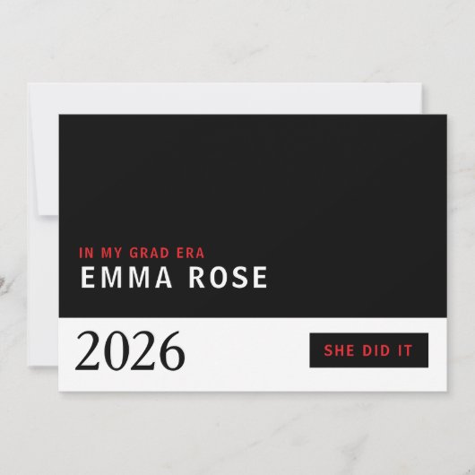 Invitation Minimalist Red Black Grad Era class of 2026 (Devant)