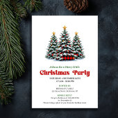 Invitation Minimalist Red Black Plaid Holiday Celebration