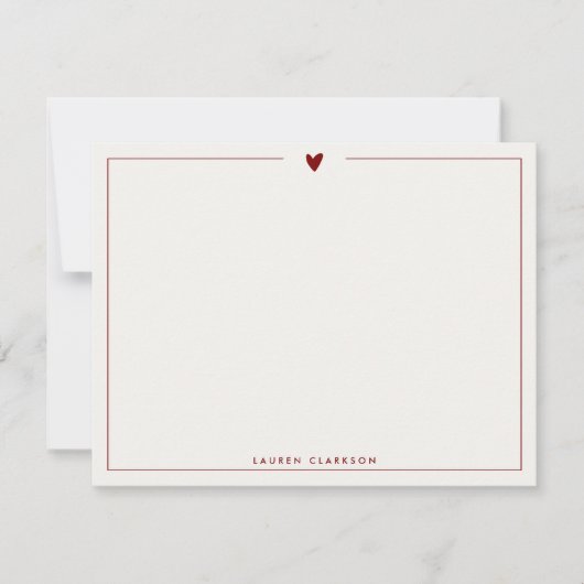 Invitation Minimalist Red Heart Stationery Note Card (Devant)