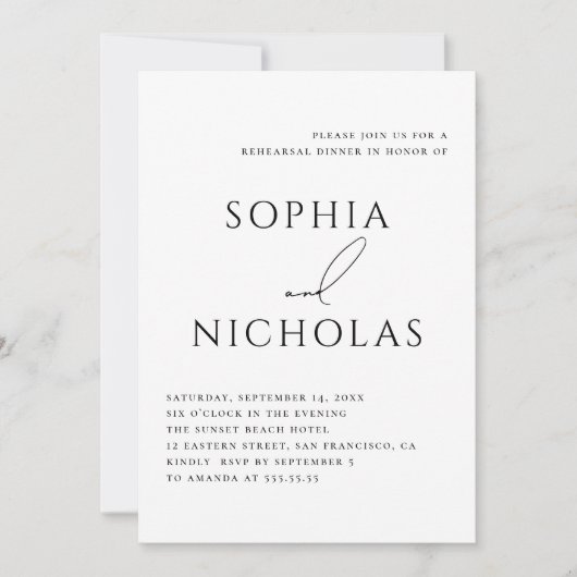 Invitation Minimalist Rehearsal Dinner | Elegant Typography (Devant)