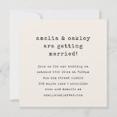 Invitation Minimalist Retro Typewriter Retro Ivory Wedding (Devant)