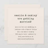 Invitation Minimalist Retro Typewriter Retro Ivory Wedding (Devant / Derrière)