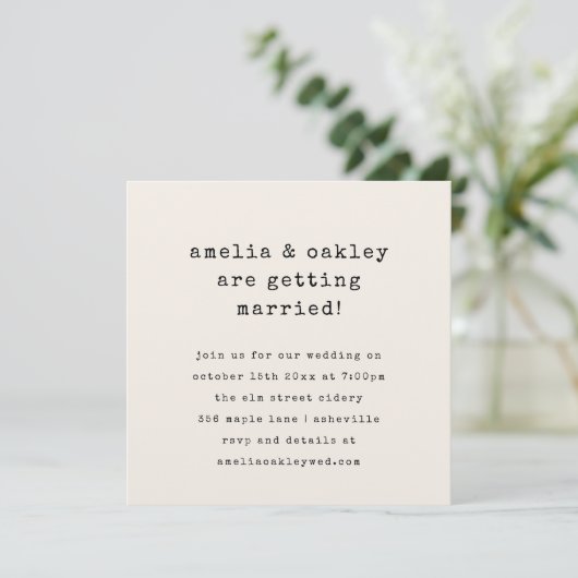 Invitation Minimalist Retro Typewriter Retro Ivory Wedding (Debout devant)