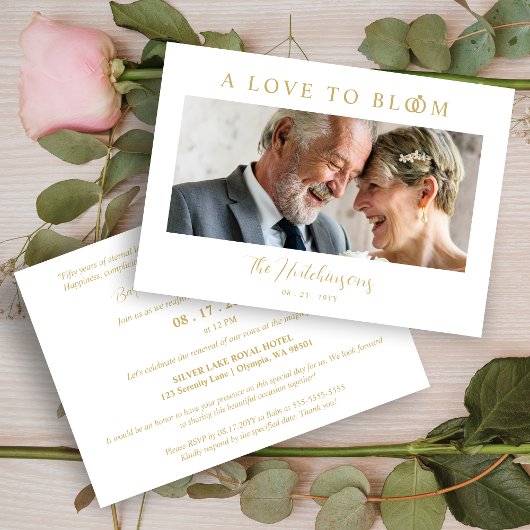 Invitation Minimalist Romantic Wedding Anniversary in Gold