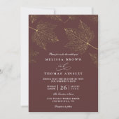 Invitation Minimalist Rustic Gilded Maple QR Code Wedding (Devant)