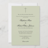 Invitation MINIMALIST Sage Green Cross Formal Wedding (Devant)