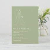 Invitation Minimalist Sage Green Romantic Couple Wedding (Debout devant)