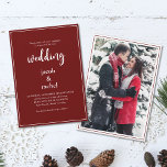 Invitation Minimalist Script Burgundy Dark Red Photo Wedding<br><div class="desc">This invitation features modern, hand-lettered typography. Click the customize button for more flexibility in modifying the text. Variations of this design, different paper types, as well as coordinating products are available in our shop, zazzle.com/store/doodlelulu. Contact us if you need this design applied to a specific product to create your own...</div>