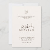 Invitation Minimalist Script Floral Monogram Rehearsal Dinner (Devant)