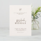 Invitation Minimalist Script Floral Monogram Rehearsal Dinner (Debout devant)