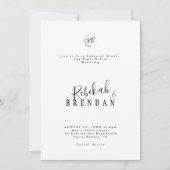 Invitation Minimalist Script Floral Monogram Rehearsal Dinner (Devant)