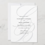 Invitation Minimalist Script Font Monogram QR Code Wedding (Devant)