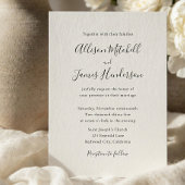 Invitation Minimalist Script Ivory Photo Wedding