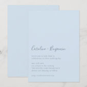 Invitation Minimalist Script Modern Simple Soft Blue Wedding (Devant / Derrière)