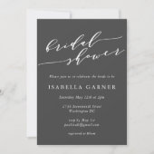 Invitation Minimalist Script Soft Black White Bridal Shower (Devant)