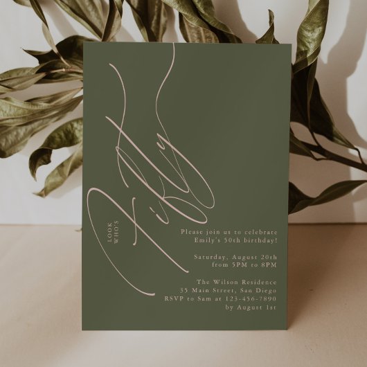 Invitation Minimalist Script Typography 50th Birthday Party
