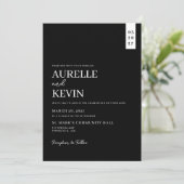 Invitation Minimalist Simple Elegant Black QR Code Wedding (Debout devant)