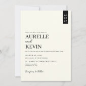 Invitation Minimalist Simple Elegant Ivory QR Code Wedding  (Devant)