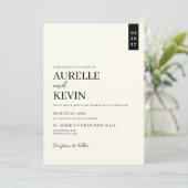 Invitation Minimalist Simple Elegant Ivory QR Code Wedding  (Debout devant)