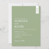 Invitation Minimalist Simple Elegant Sage QR Code Wedding (Devant)
