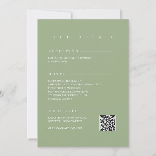 Invitation Minimalist Simple Elegant Sage QR Code Wedding (Dos)