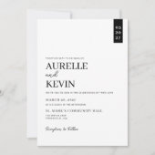 Invitation Minimalist Simple Elegant White QR Code Wedding  (Devant)