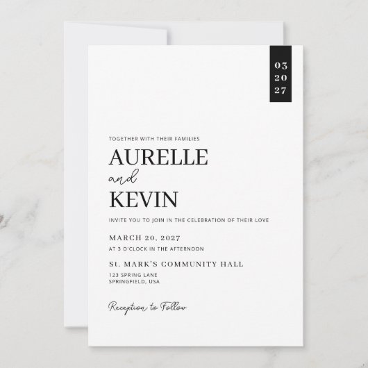 Invitation Minimalist Simple Elegant White QR Code Wedding  (Devant)