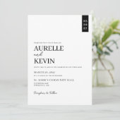 Invitation Minimalist Simple Elegant White QR Code Wedding  (Debout devant)