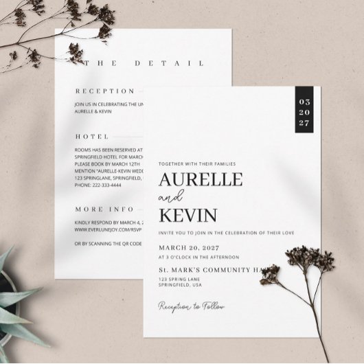 Invitation Minimalist Simple Elegant White QR Code Wedding 