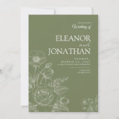Invitation Minimalist Simple Floral Elegant Wedding (Devant)