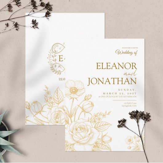 Invitation Minimalist Simple Floral Elegant Wedding