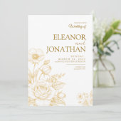 Invitation Minimalist Simple Floral Elegant Wedding (Debout devant)
